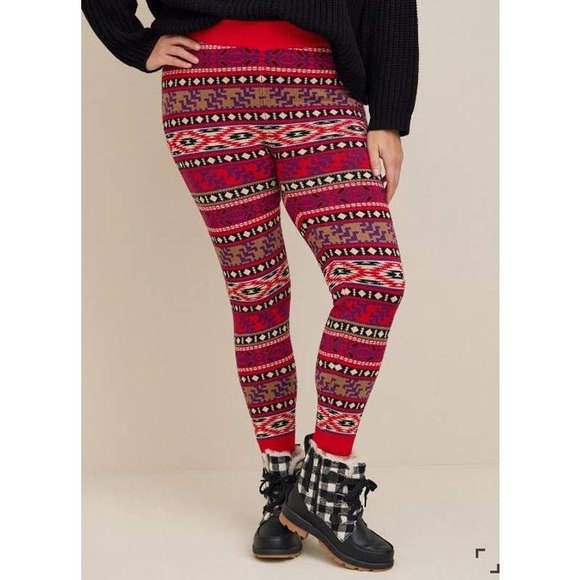 Torrid Leggings Womens 2X Pajama Pants Sweater Knit Fair Isle Comfort Lounge - Picture 3 of 8